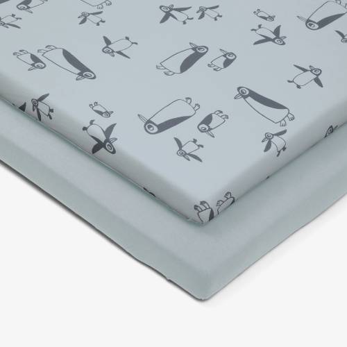 SIMPLY GOOD Cot Bed 2Pack Sheest 70x140 - Penguins Light Blue